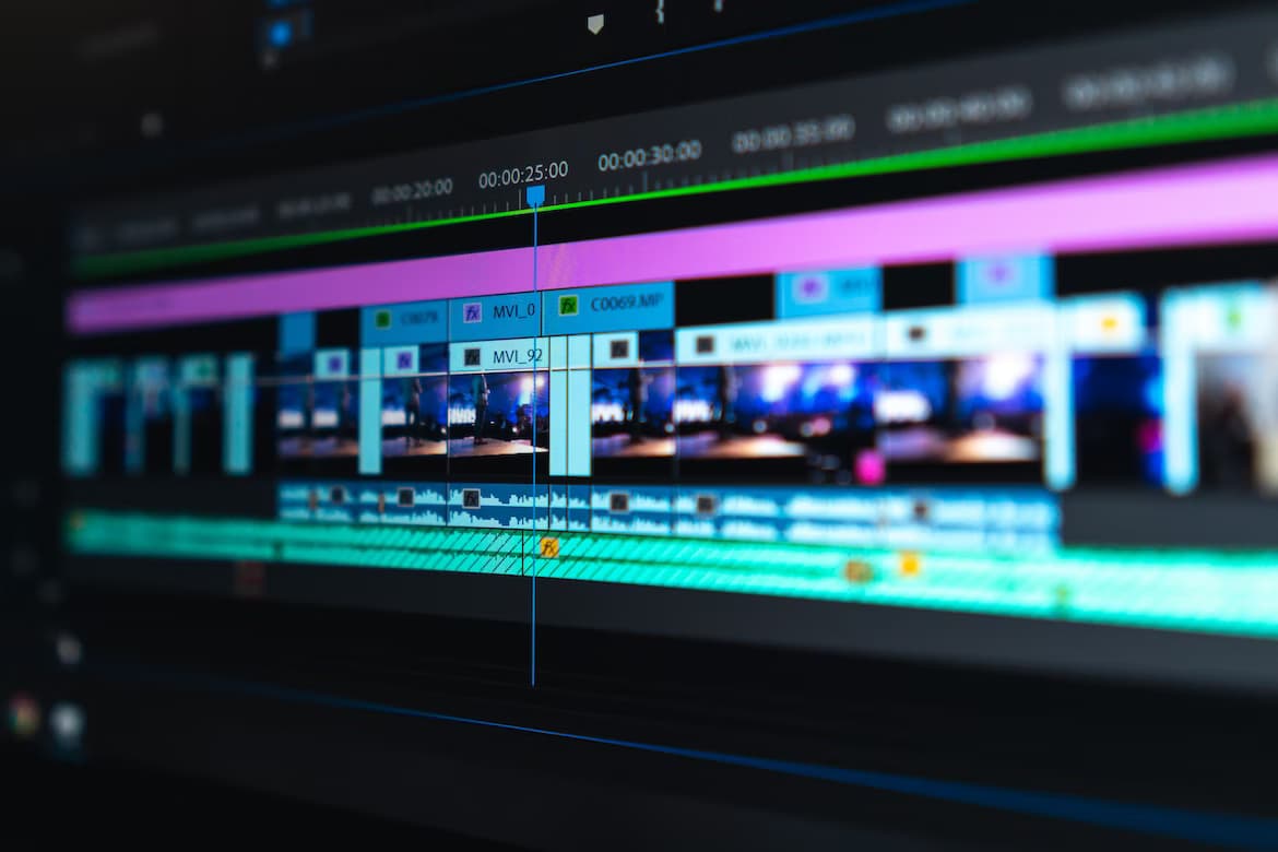 A video production editing timeline